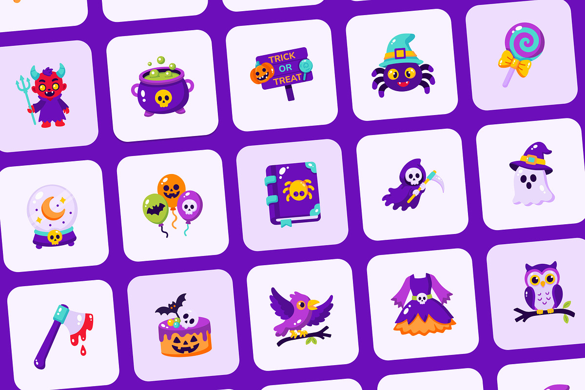 110 Halloween Flat Bundle Icons, an Emoji Icon by Prosymbols (Photo 8 of 11)