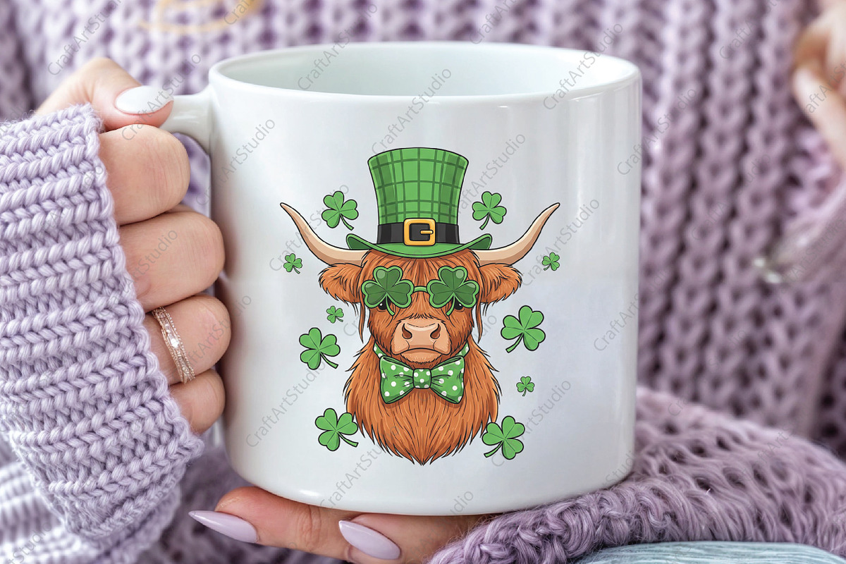 Highland Cow St Patrick’s Day PNG, an Illustration by CraftArtStudio (Photo 3 of 4)