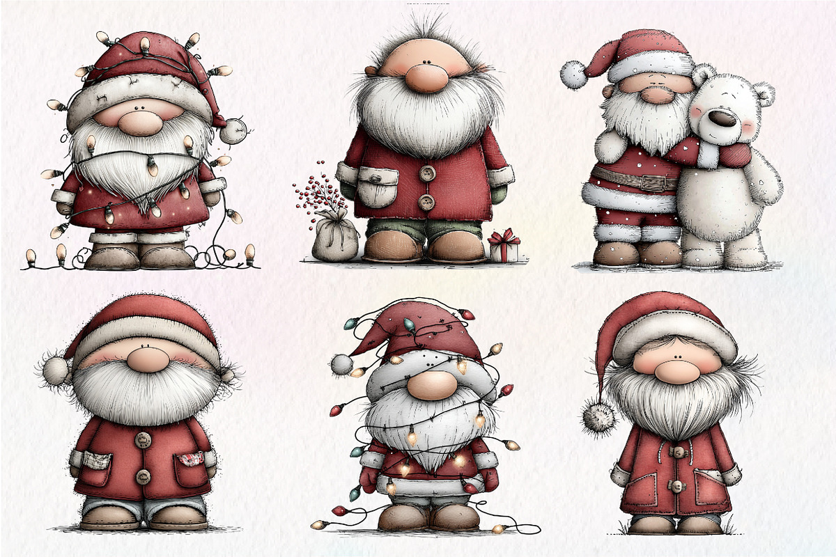 Whimsical Christmas Santa Clipart, an Illustration by Dream Creation (Photo 3 of 7)