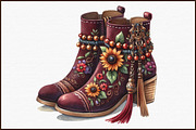 Watercolor Boho Boots Clipart, an Illustration by Sublimation Artist (Thumbnail 3 of 6)