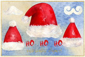 Santa. Christmas Watercolor Clipart