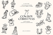 Cowboy Christmas Illustrations, a Seasonal Illustration by Kellie Lynn Media (Thumbnail 1 of 6)