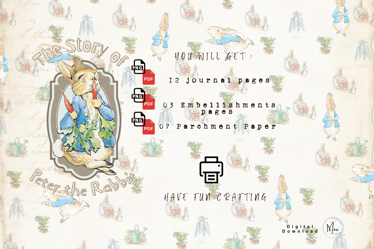 PETER RABBIT Junk Journal Kit, a Decorative Illustration by meribela (Photo 6 of 6)