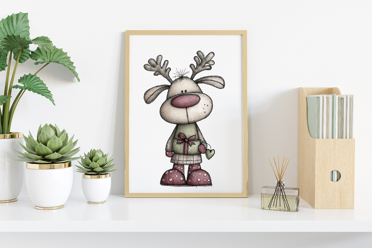 Watercolor Christmas Animals Clipart, an Illustration by Canvas Craft (Photo 5 of 6)