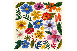 Vibrant Floral Pattern Featuring