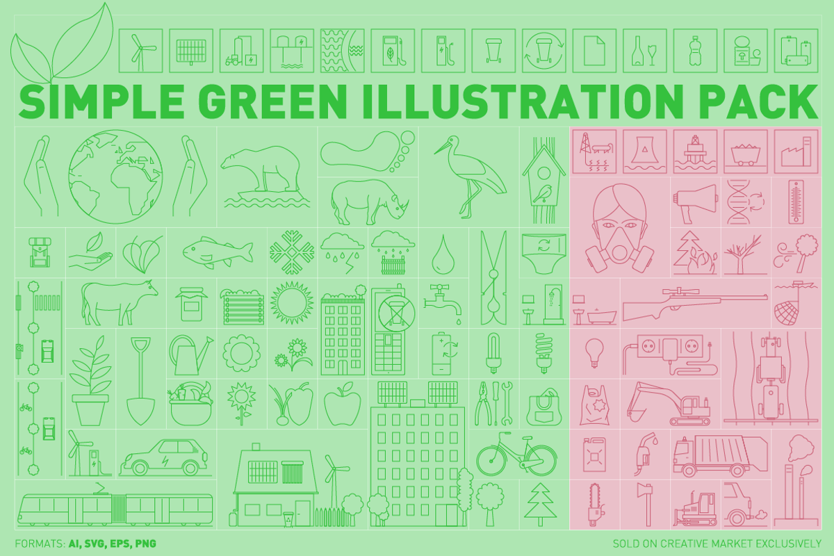 Simple Green Illustration Pack, an Animal Illustration by Jozsef Balazs-Hegedus (Photo 2 of 4)