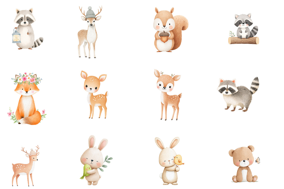 Cute Forest Animals Clipart, an Illustration by Designworld (Photo 4 of 5)