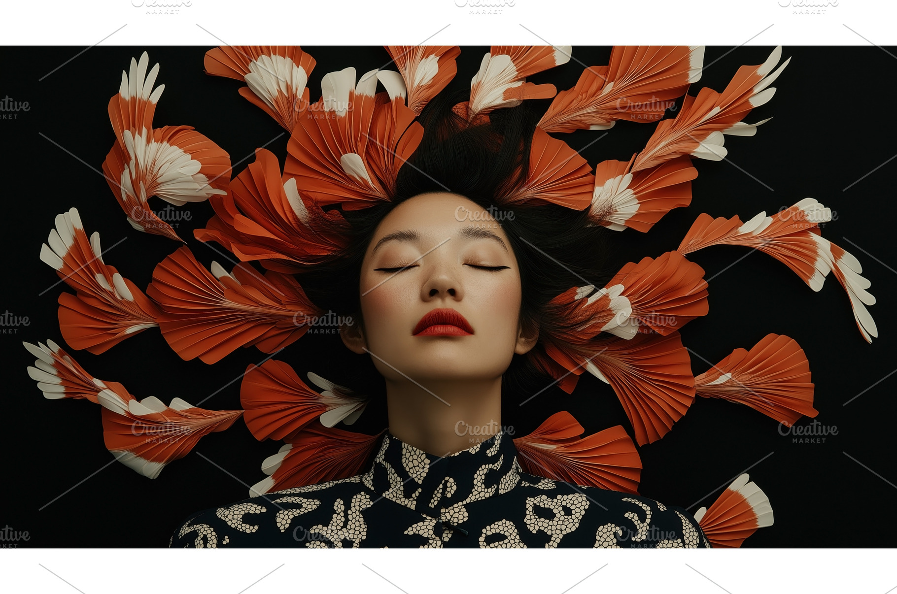 Asian woman in patterned clothing, a Beauty & Fashion Photo by Sergey Kotenev