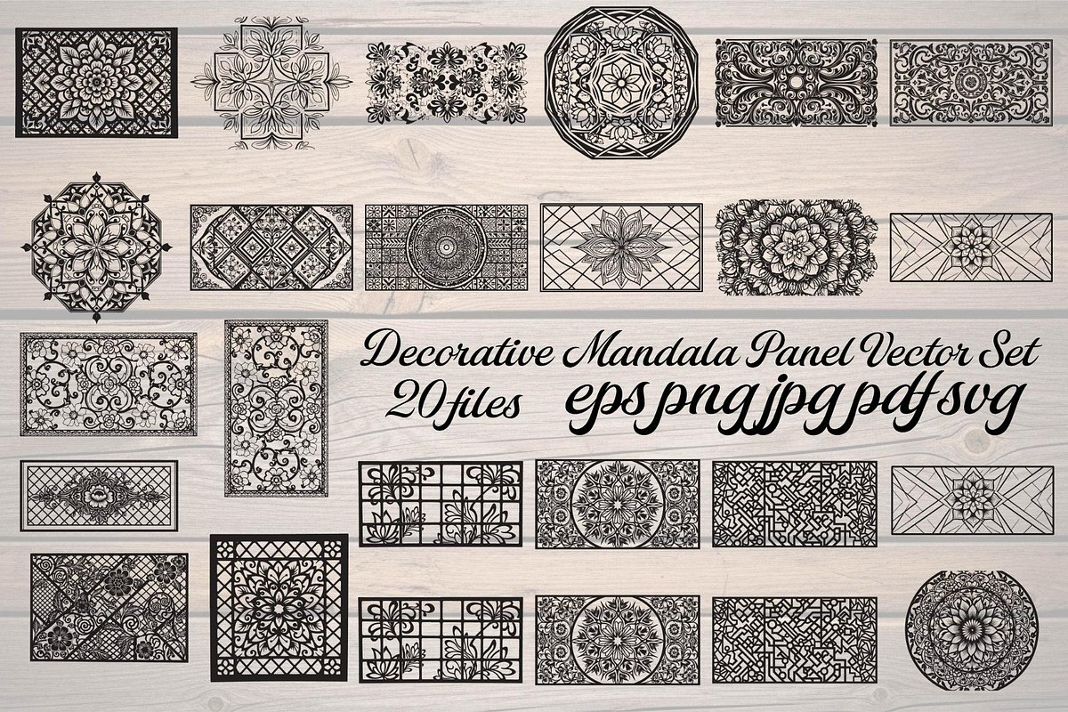 Decorative Mandala Panel Vector Set, a Decorative Illustration by Designer_Momina (Photo 1 of 21)