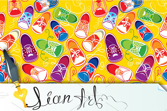 seamless pattern - children gumshoes preview 2