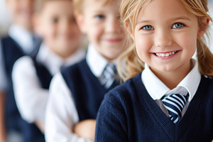 Smiling schoolchildren in uniform, a School & Education Photo by MistyDay