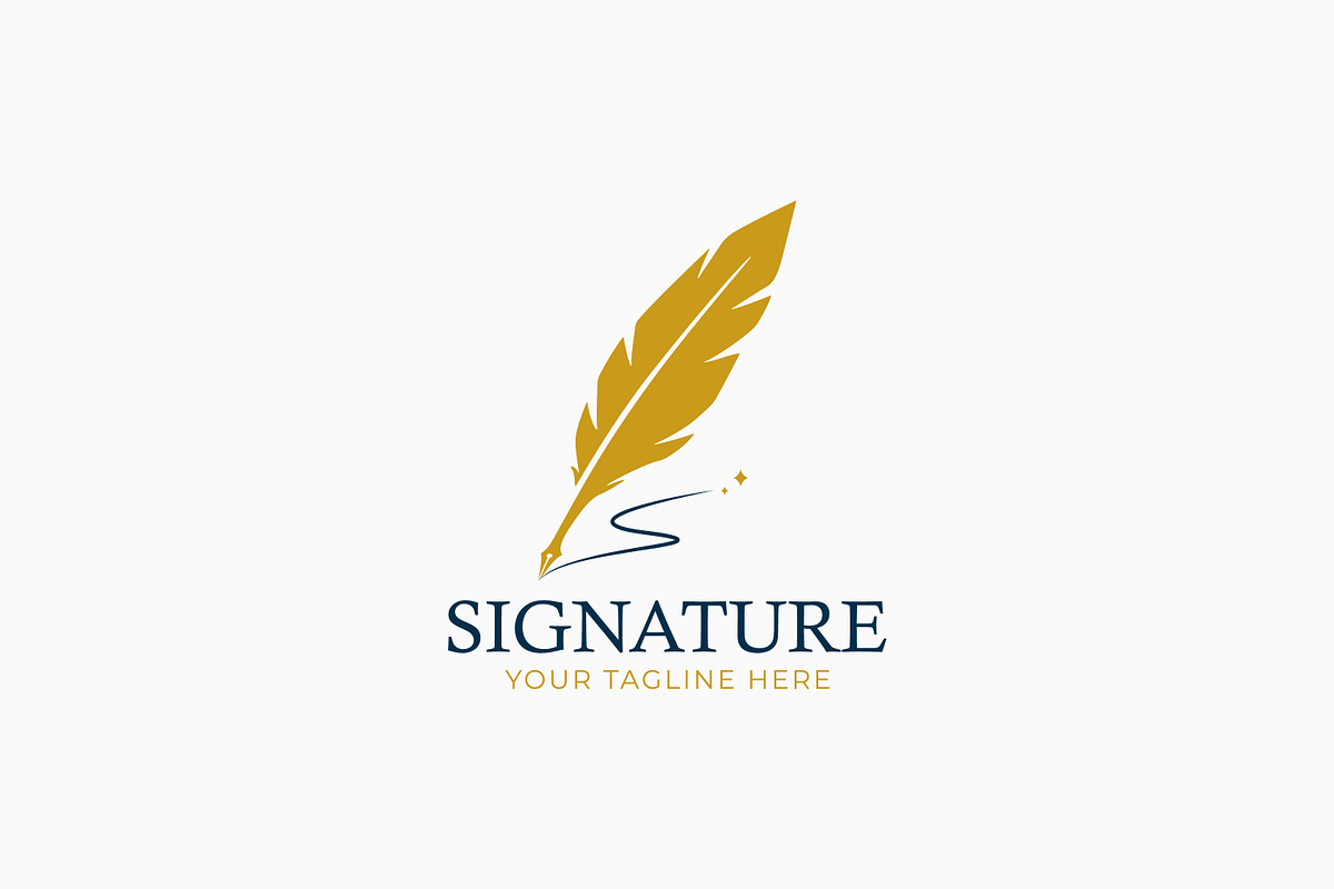 Elegant Golden Feather Pen Logo, a Branding & Logo Template by Signatoro (Photo 1 of 3)
