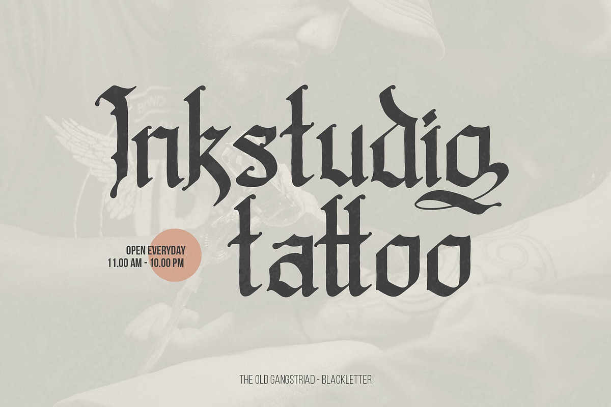 Old Gangstriad Blackletter Typeface, a Blackletter Font by Denustudios (Photo 6 of 14)