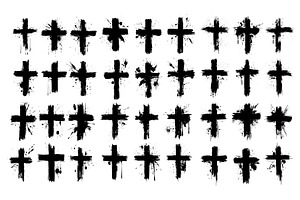 Grunge cross black ink vector set, an Illustration by Onyx