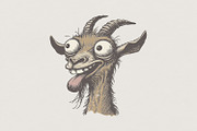 Funny Crazy Goat PNG, Whimsical, an Illustration by SharpMarketplace (Thumbnail 1 of 3)