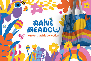 Naive meadow. Vector elements