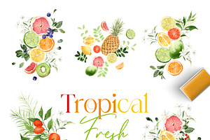 Watercolor Clipart - Tropical Fresh