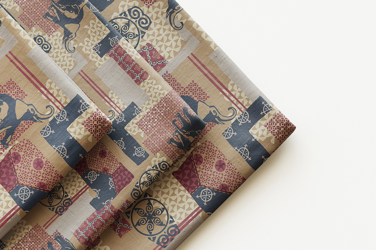 Tribal Elephant Patchwork Pattern, a Pattern Graphic by StudioGlouna (Photo 3 of 5)