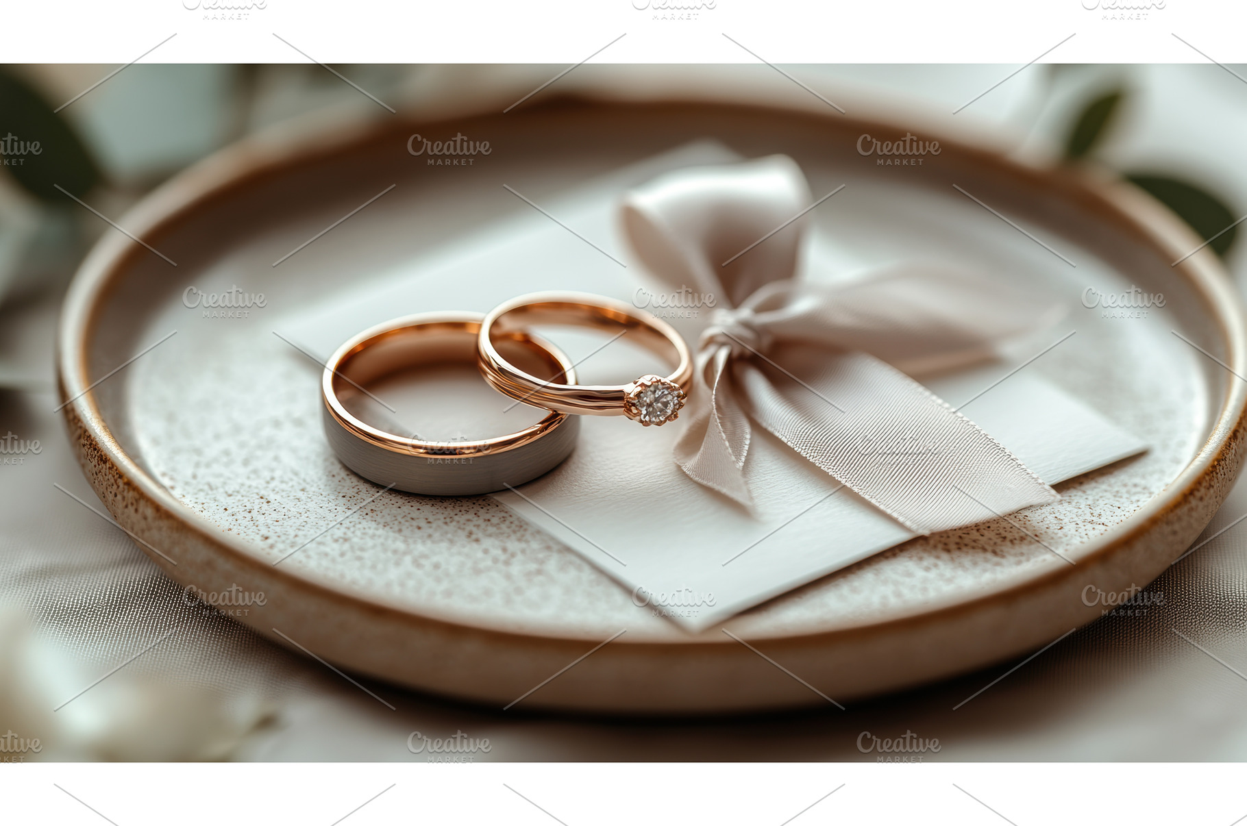 Wedding rings on an invitation with, a Photo by Rodica Ciorba