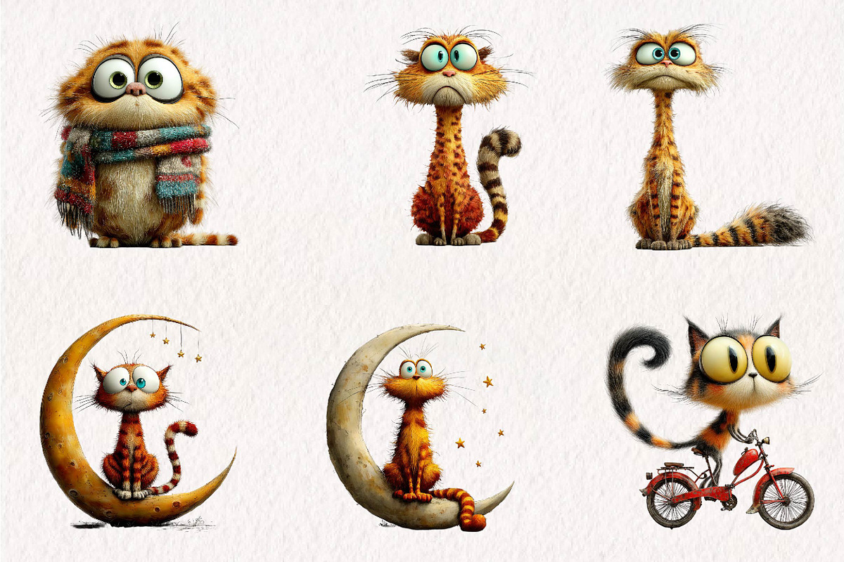 Quirky Cat Clipart PNG, a Seasonal Illustration by CreationArt (Photo 4 of 7)