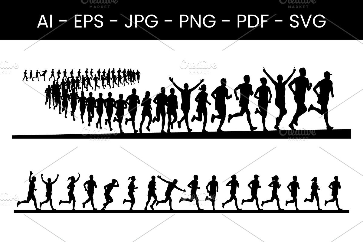 Marathon Runner Silhouette Bundle, an Object Graphic by nandinigraphics (Photo 1 of 3)