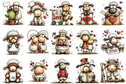 Whimsical Valentine Sheep Clipart, an Illustration by OK Design (Thumbnail 3 of 6)