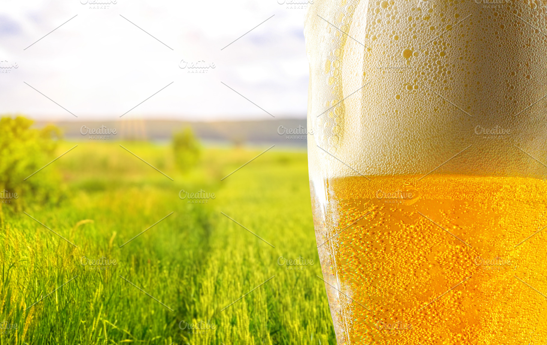 Cold Beer Glass in Sunny Meadow, a Food & Drink Photo by Davizro's Market
