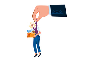 Giant hand holding employee by back, a Person Illustration by pikepicture