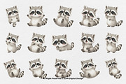 15 Bundle Watercolor Cute Raccoon, an Animal Illustration by Morspective (Thumbnail 8 of 8)