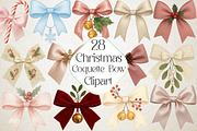 Coquette Christmas Bow Clipart, an Illustration by DreamPrint404 (Thumbnail 1 of 4)