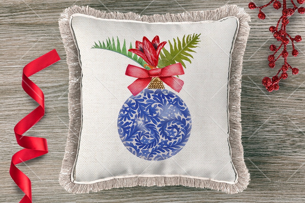China Blue Christmas Ornaments Pack, a Decorative Illustration by Dana Designs (Photo 3 of 14)