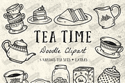 Doodle Tea Time Clip Art, an Object Graphic by Ladle&co. (Thumbnail 1 of 2)