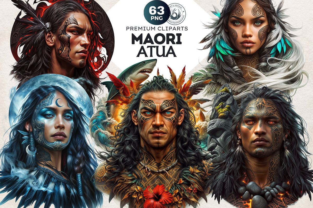 Maori Atua gods Clipart, Polynesian, a Person Illustration by ThatsDesignArt (Photo 1 of 10)