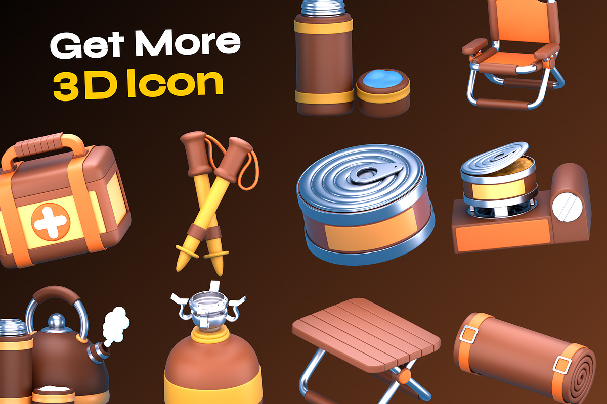 Adventure & Camping 3D Icon Pack, a Furniture 3D Model by orenjidesign (Photo 7 of 8)