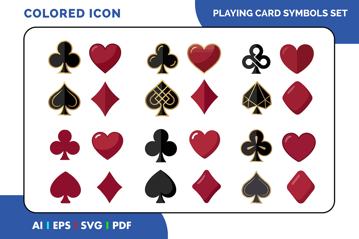 Colorful Playing Card Symbol Set, a Duotone Icon by Fontmine Studio (Photo 1 of 3)