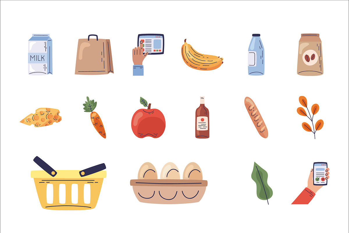 Grocery Shopping Icon Set