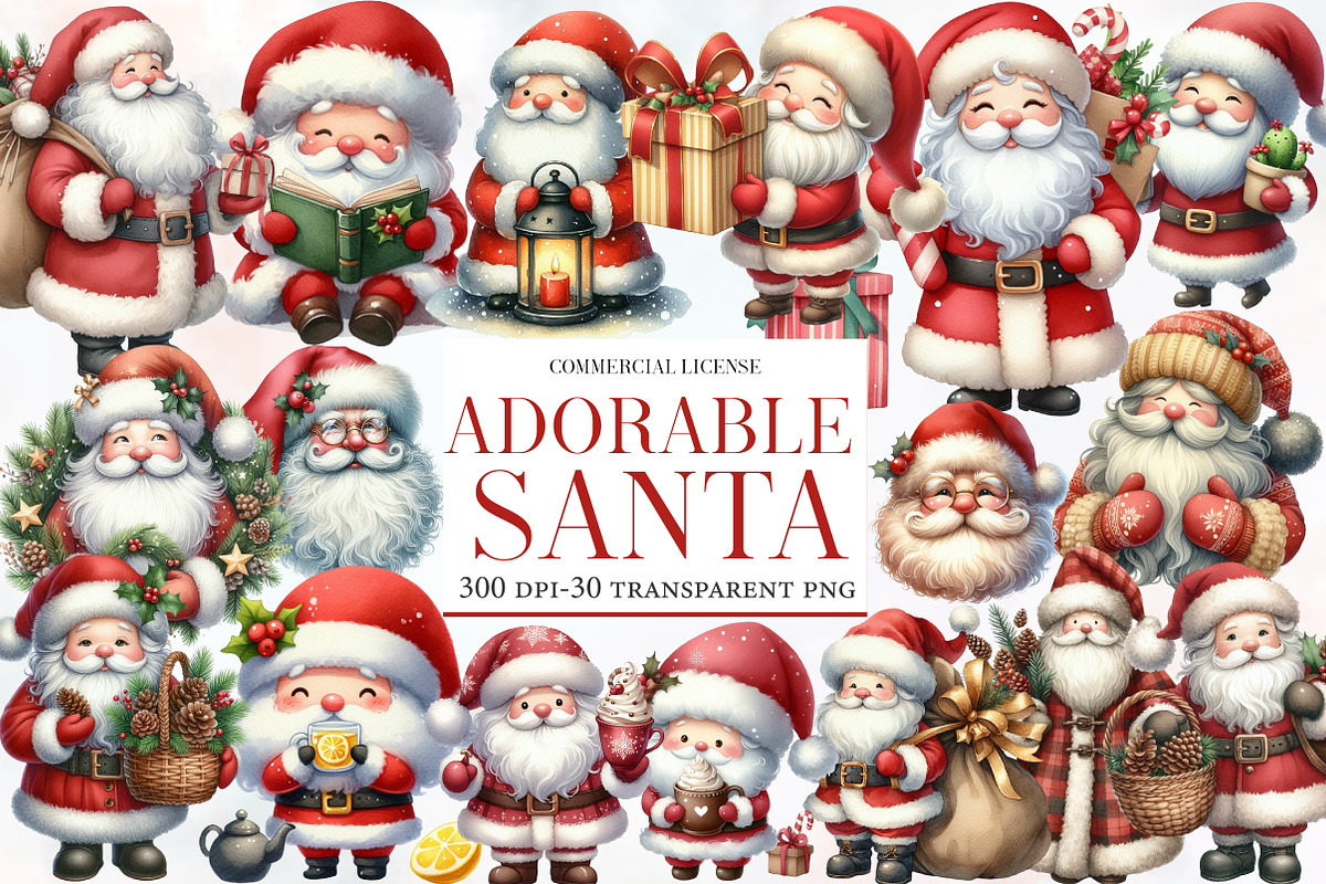 Adorable Santa Clipart, an Illustration by Designworld (Photo 1 of 5)