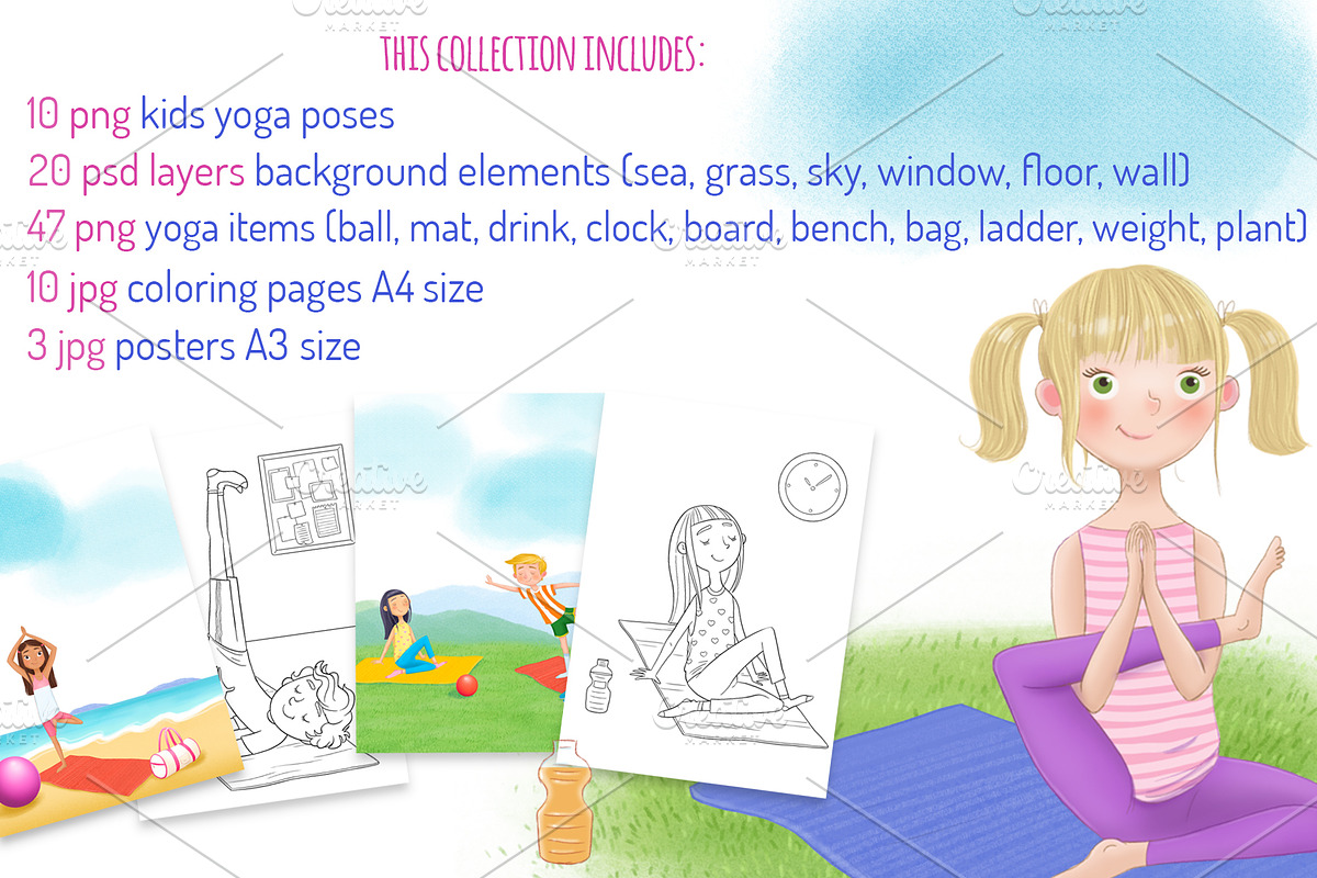 Yoga Kids Clipart, an Illustration by AnimadDesign (Photo 3 of 10)