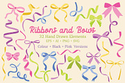 Ribbons & Bows Hand Drawn Clipart, a Decorative Illustration by Ginny and Sam (Thumbnail 1 of 8)