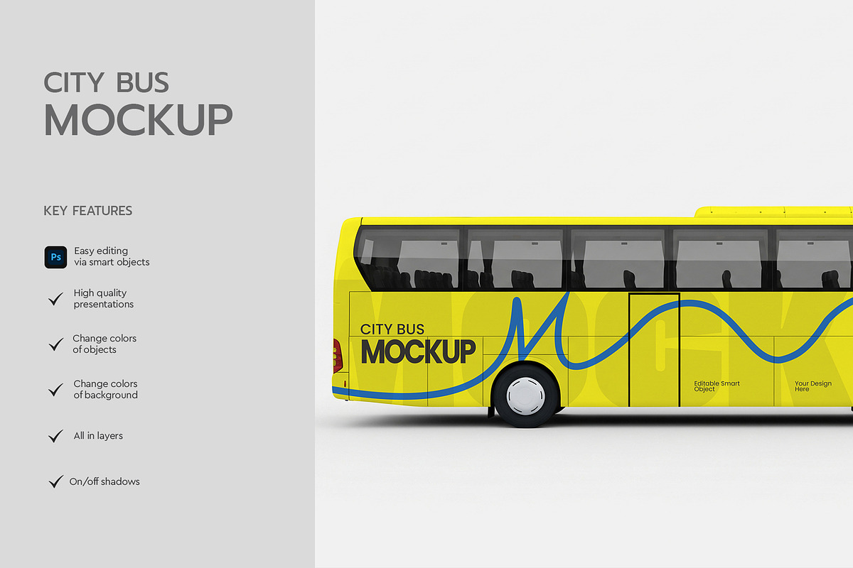 City Coach Bus Mockup with Vehicle, a Product Mockup by graphypix (Photo 2 of 4)