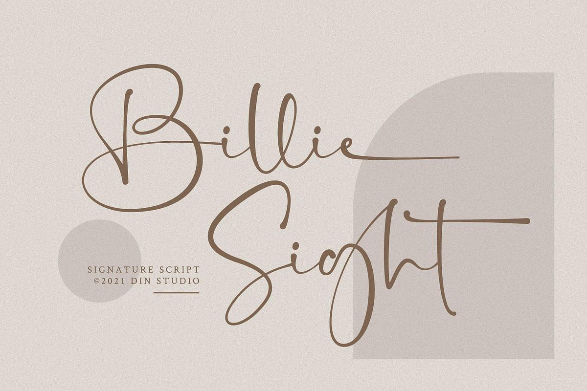 Billie Sight, a Script Font by din-studio.com (Photo 1 of 9)