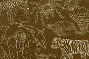 Wild Animals Line Art, an Animal Illustration by Tekuni (Thumbnail 2 of 12)