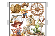 Watercolor Cute Cowboy Clipart, an Illustration by CraftCrateShop (Thumbnail 5 of 8)