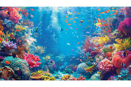 A coral reef and exotic fish are, an Animal Photo by ZinetroN