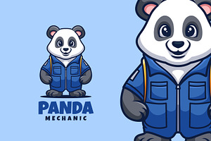 Adorable Panda Mechanic Logo Design, a Branding & Logo Template by Gumrega Studio
