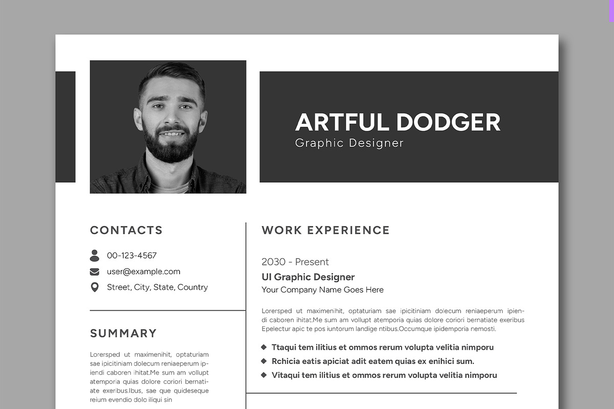 Minimal Resume Layout, a Resume Template by ContestDesign (Photo 2 of 5)