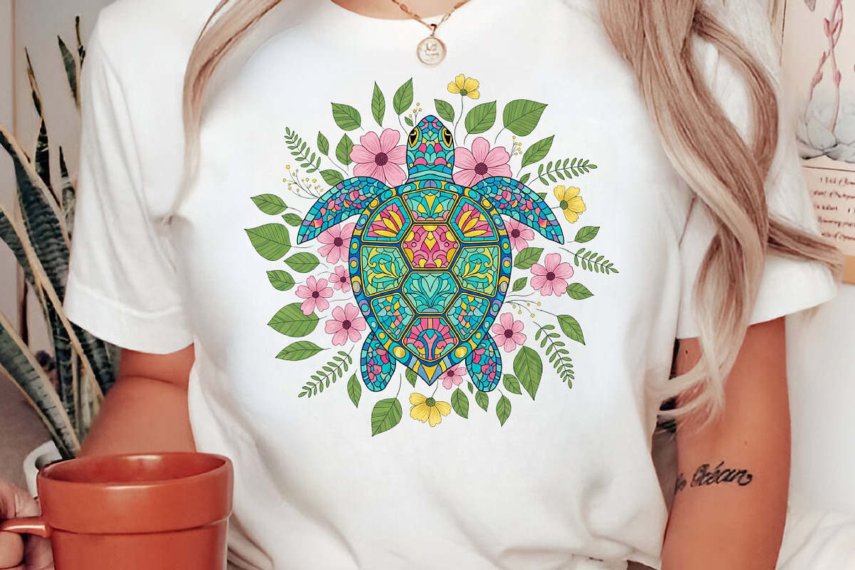 Summer Sea Turtle Floral Boho Flower, an Illustration by Craft Nest (Photo 4 of 7)