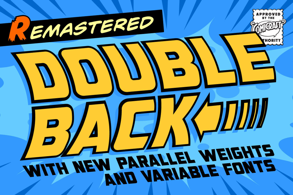 Double Back - retro sci-fi logo font, a Font by Comicraft Fonts (Photo 1 of 7)
