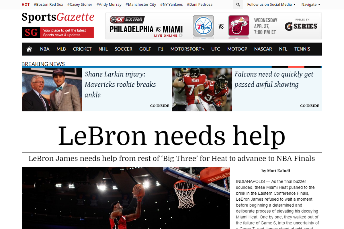SportsGazette Sports Newspaper Theme, a WordPress Template by Magazine3