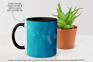 PSD MUG MOCKUP - 11 Oz Mug & Plant